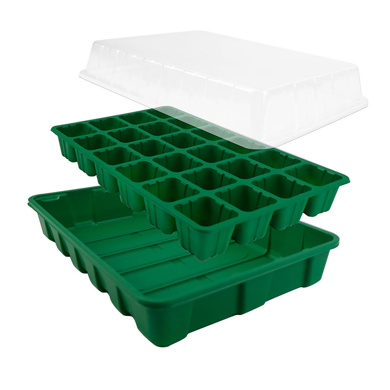 Plast PS Mini Green House Seed Nursery Bakke, engros spiringsbakke med kuppel/base